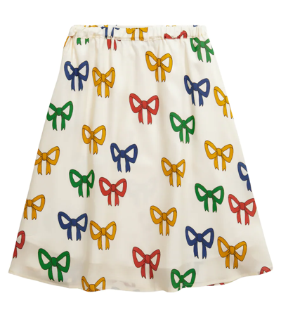 Mini Rodini Kids' Bow Printed Lyocell Skirt In Ivory