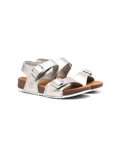 Timberland Metallic-effect Buckle-fastening Sandals In Silver