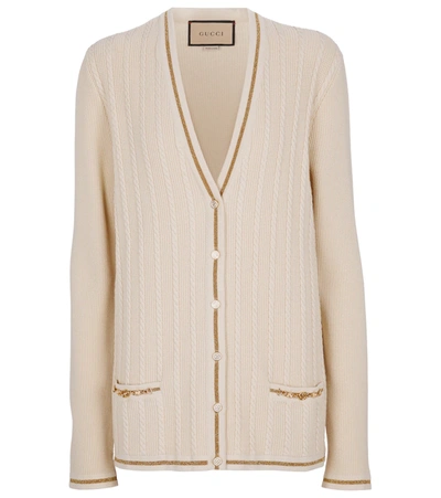 Gucci Wool & Cotton Knit Cardigan In Multicolor