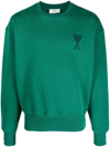 Ami Alexandre Mattiussi Ami De Coeur Embroidered Organic Cotton Sweatshirt In Green