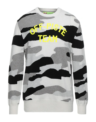 Mc2 Saint Barth Camouflage Man Sweater Off-piste Team Fluo Yellow Print In White