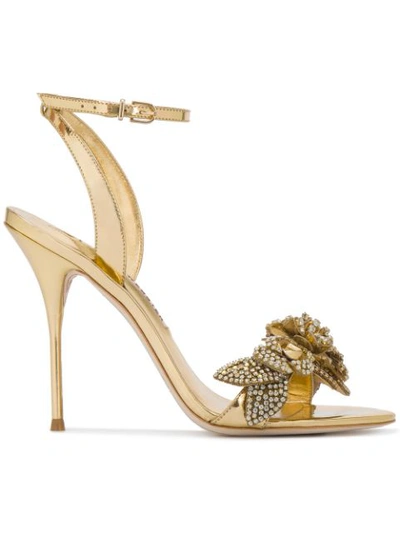Sophia Webster Lilico Gold Crystal-embellished Leather Sandals