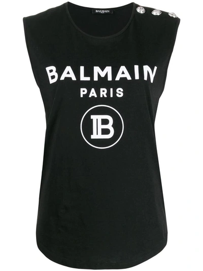 Balmain Branded T-shirt In Black