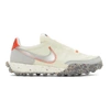 Nike Off-white Waffle Racer Crater Sneakers In Coconut Milk / Metallic Silver-team Orange