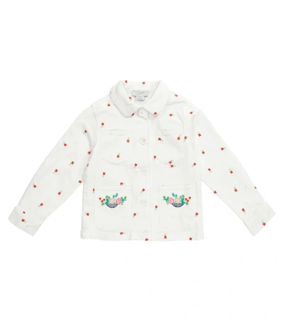 Stella Mccartney Kids' Embroidered Organic Cotton Denim Jacket In White