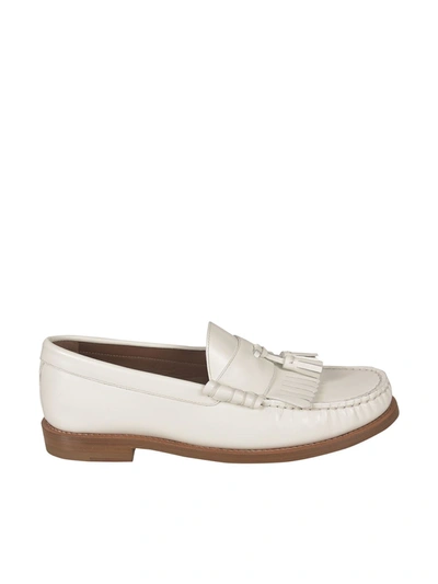 Celine Tassels Detail Loafers In White