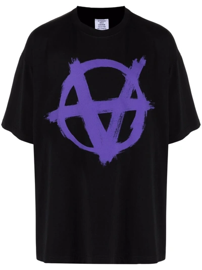Vetements Anarchy Logo-print Short-sleeve T-shirt In Black/purple