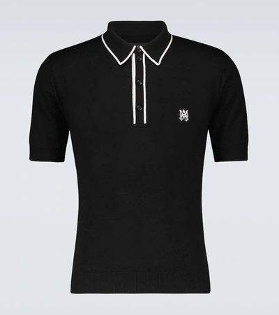 Amiri Cashmere And Silk Short-sleeved Polo Shirt In Black