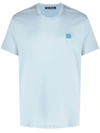 Acne Studios Face Patch Organic Cotton Crewneck T-shirt In Powder Blue