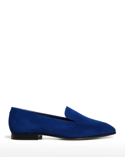 Manolo Blahnik Pitaka Suede Flat Loafers In Blue
