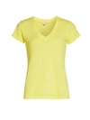 L Agence Becca V-neck Cotton T-shirt In Yellow