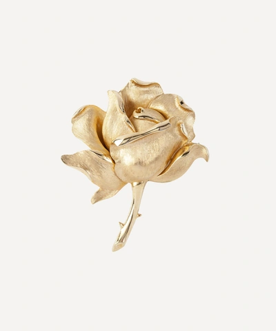 Susan Caplan Vintage Gold-plated 1960s Trifari Blooming Rose Brooch