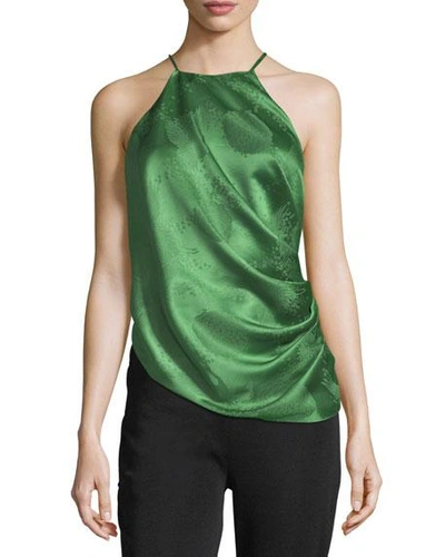 Rosie Assoulin Backless Cowl Halter Top In Green