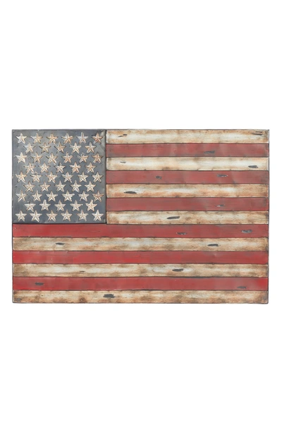 Willow Row Distressed Iron American Flag Wall Decor In Red