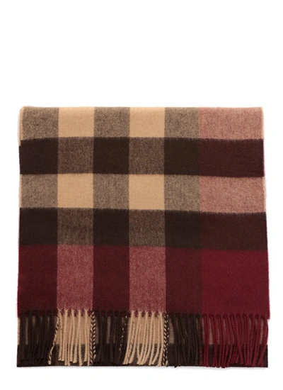 Burberry Check Fringed Scarf In Multi