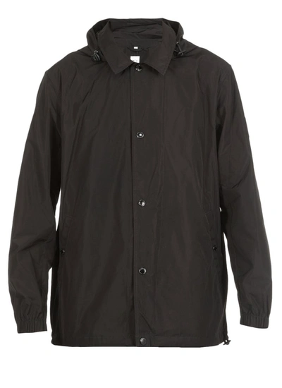 Burberry Hooded Buttoned Jacket In Black