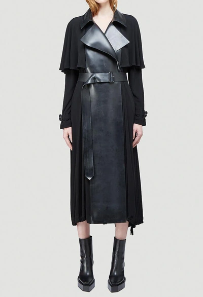 Burberry Panelled Belted Trench Coat In Black