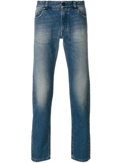 Fendi Stonewashed Jeans With Embroidery In Blue