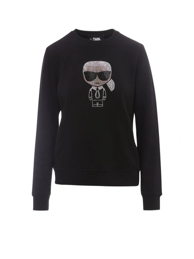 Karl Lagerfeld Crew Neck Sweatshirt In Black