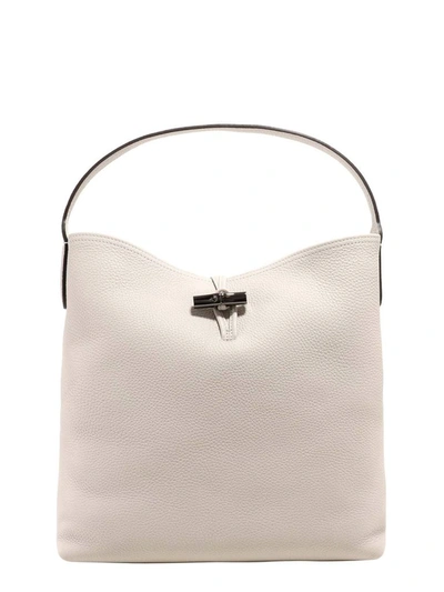 Longchamp Leather Shoulder Bag In Beige