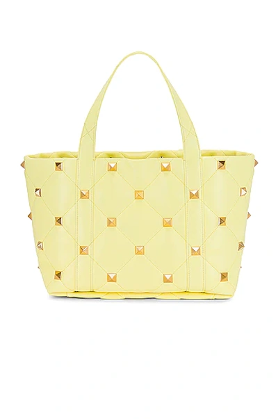 Valentino Garavani Garavani Leather Roman Stud Tote Bag In Lime