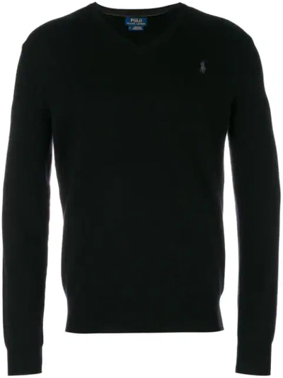 Polo Ralph Lauren V Neck Sweatshirt In Black