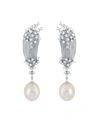 Hueb 18k White Gold Bahia Cultured Freshwater Pearl & Diamond Drop Earrings