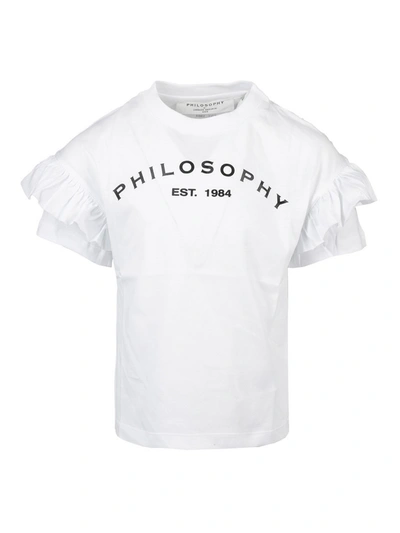 Philosophy Di Lorenzo Serafini Kids' Ruffled Sleeve T-shirt In White