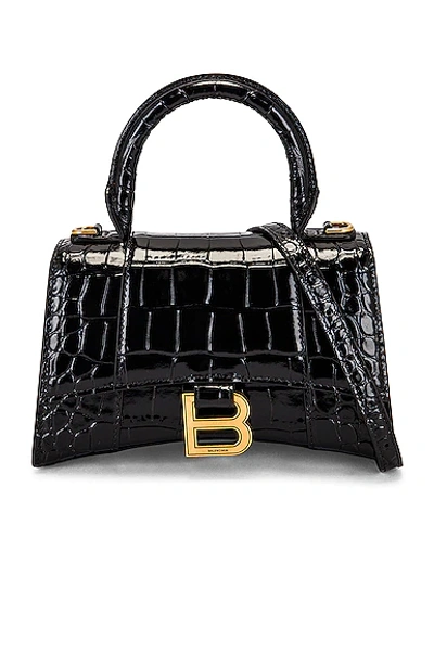 Balenciaga Xs Hourglass Top Handle Bag In Black