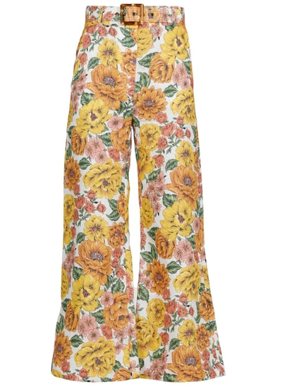 Zimmermann Poppy Cropped Flare Pants In Multi