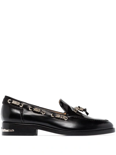Toga Ring-detailing Polished Leather Loafers In Black