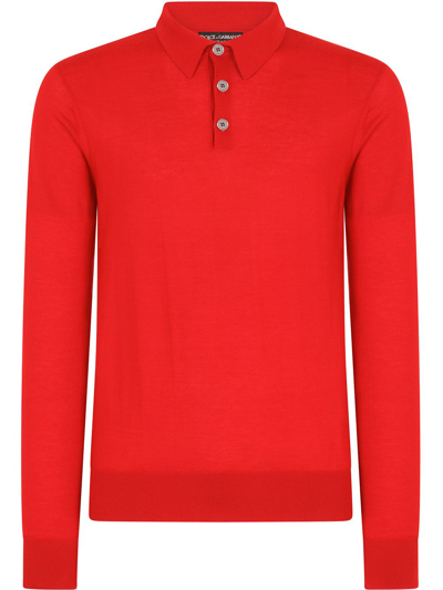 Dolce & Gabbana Cashmere Polo-style Jumper In Red