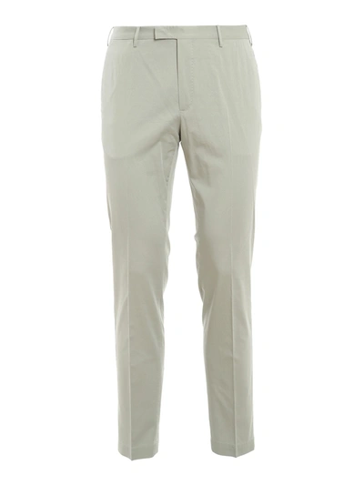 Pt Torino Stretch Cotton Silk Pants In Light Grey