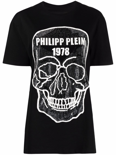 Philipp Plein Skull-embellished Round-neck T-shirt In Black