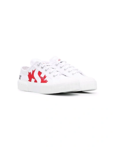 Dsquared2 Teen Maple Leaf Logo-print Sneakers In White