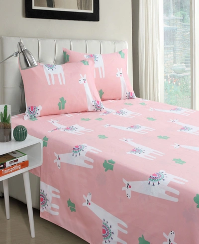 Harper Lane Cool Llama Twin Sheet Set, 3 Pieces Bedding In Pink
