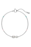 Mikimoto Women's 18k White Gold & 5mm Round White Akoya Cultured Pearl Station Bracelet