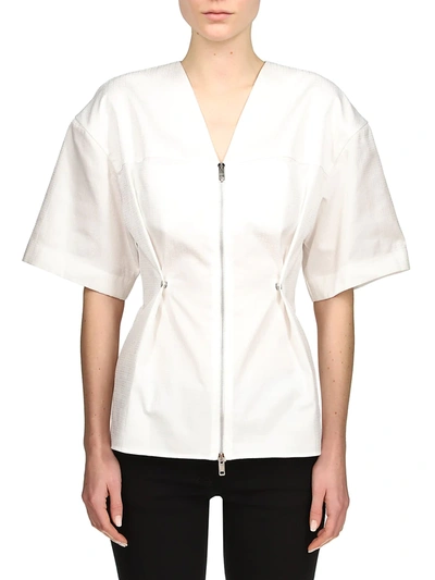 Givenchy Tonal Logo-print Cinched Zip-front Top In White