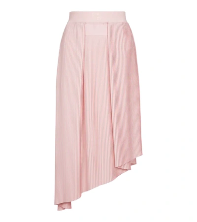 Givenchy Logo Asymmetric Pleated Midi Skirt In Pink