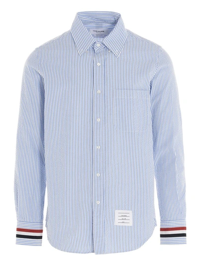 Thom Browne Striped Cotton Shirt In Blue