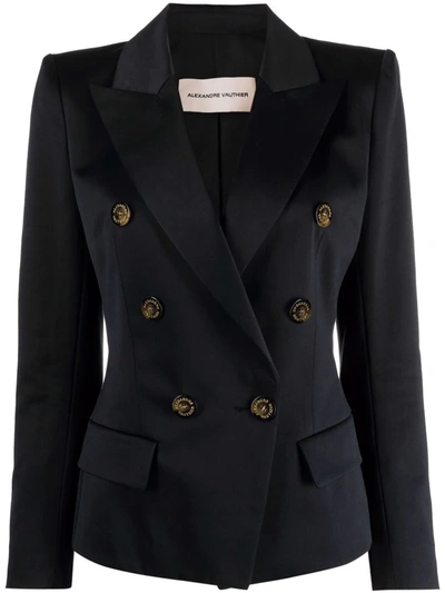 Alexandre Vauthier Double-breasted Padded-shoulder Blazer In Blue