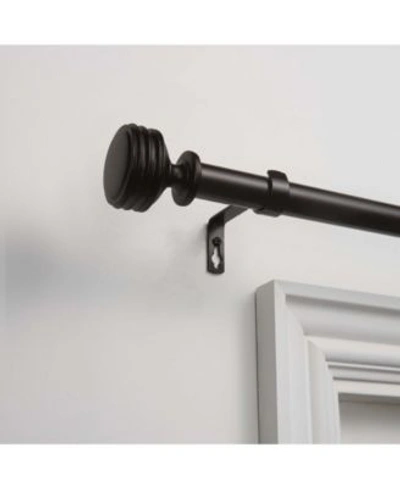 Exclusive Home Duke 1" Curtain Rod And Coordinating Finial Set, Adjustable 36"-72" In Black
