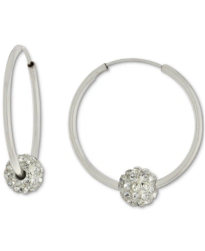 Giani Bernini Crystal Ball Small Hoop Earrings, 0.82", Created For Macy's In Silver
