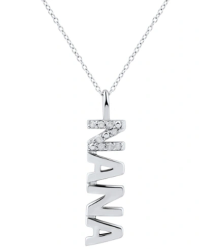 Macy's Diamond "nana" Pendant Necklace (1/10 Ct. T.w.) In Sterling Silver