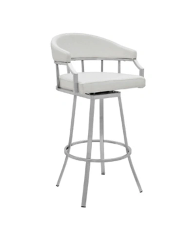Armen Living Palmdale Swivel Modern Faux Leather Bar And Counter Stool In White
