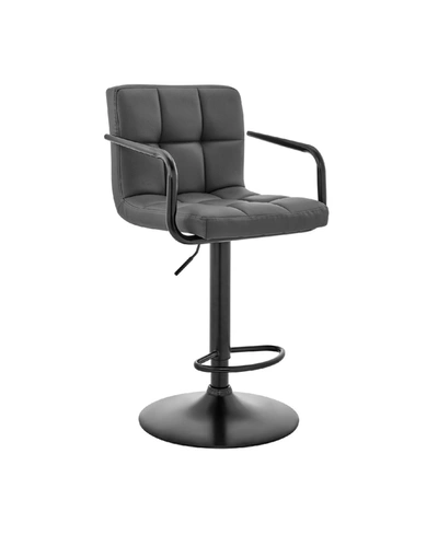 Armen Living Laurant Adjustable Faux Leather Swivel Bar Stool In Gray