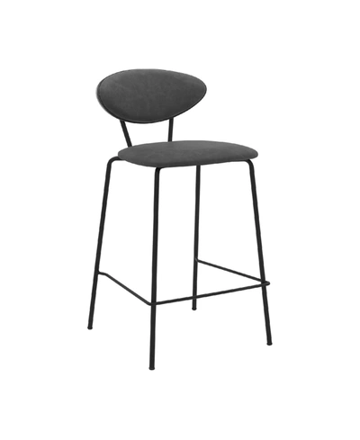 Armen Living Neo Faux Leather And Metal Counter Height Bar Stool, Set Of 2 In Gray