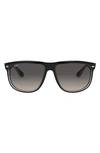 Ray Ban Boyfriend 60mm Flat Top Sunglasses In Black