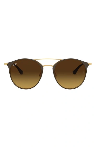 Ray Ban 52mm Round Sunglasses In Brown/ Gold