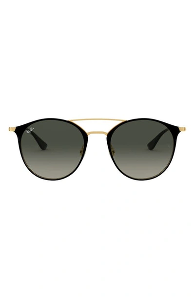 Ray Ban 52mm Round Sunglasses In Black/ Gold/ Grey